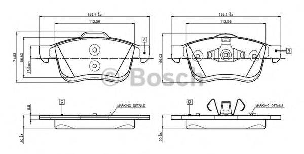 BOSCH 0986TB3133 Комплект гальмівних колодок, дискове гальмо