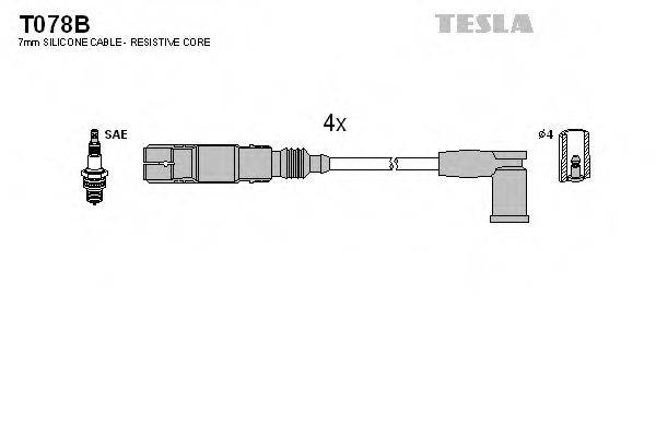 Комплект дротів запалення TESLA T078B