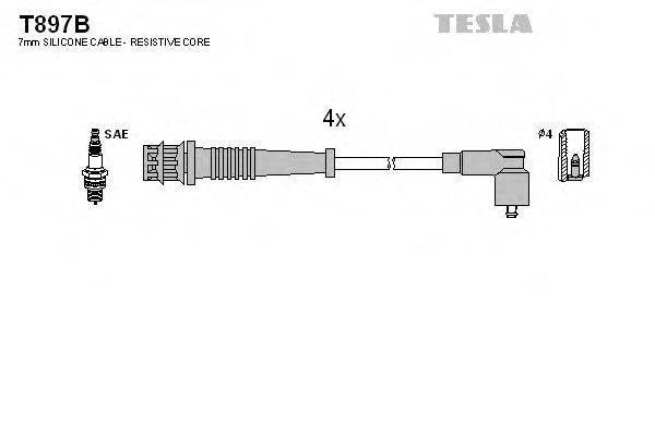 Комплект дротів запалення TESLA T897B
