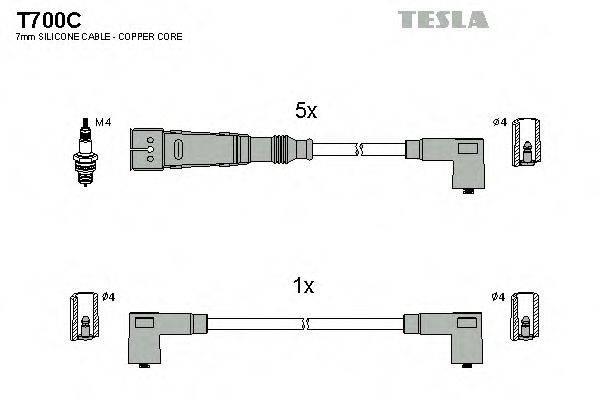 Комплект проводов зажигания TESLA T700C