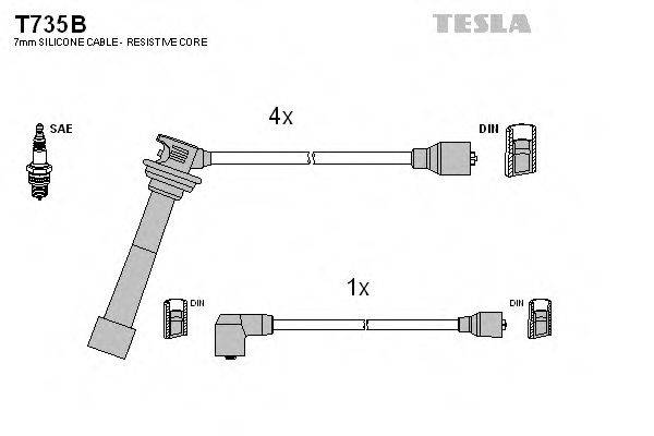 Комплект проводов зажигания TESLA T735B