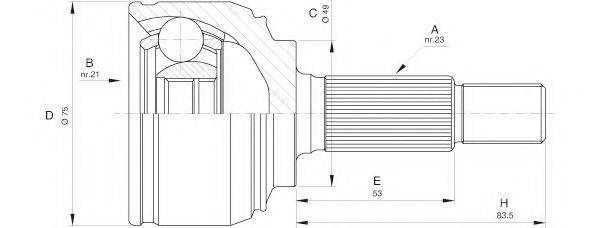 Шарнірний комплект, приводний вал OPEN PARTS CVJ5520.10