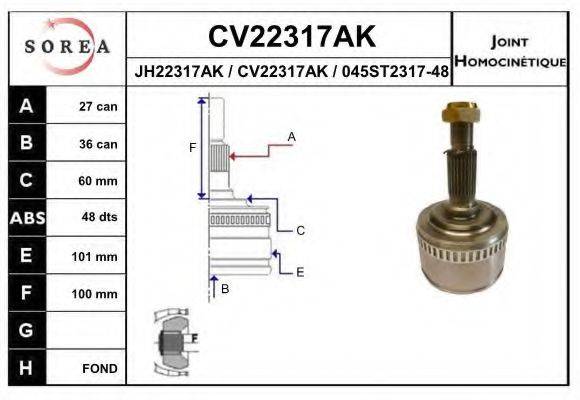 EAI CV22317AK Шарнірний комплект, приводний вал