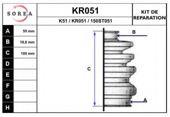 Комплект пильника, приводний вал EAI KR051