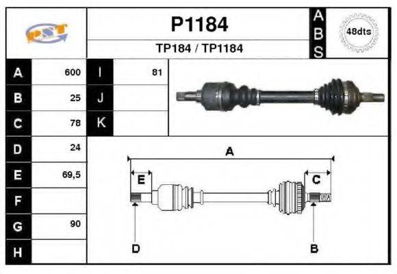 SNRA P1184 Приводний вал