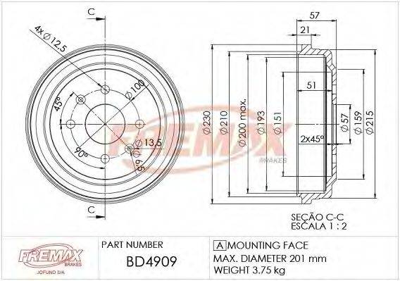 FREMAX BD4909 Гальмівний барабан