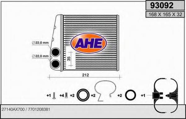 Теплообмінник, опалення салону AHE 93092