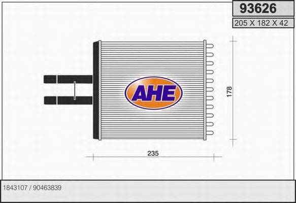 Теплообмінник, опалення салону AHE 93626