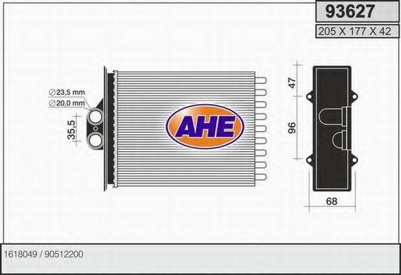 Теплообмінник, опалення салону AHE 93627