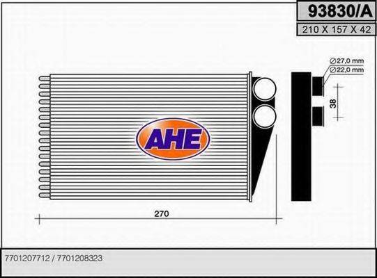 Теплообмінник, опалення салону AHE 93830/A