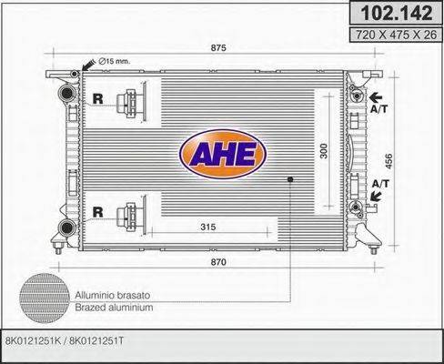 AHE 102142 Радіатор, охолодження двигуна