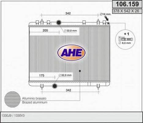 AHE 106159 Радіатор, охолодження двигуна