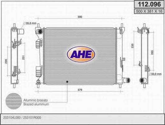 AHE 112096 Радіатор, охолодження двигуна