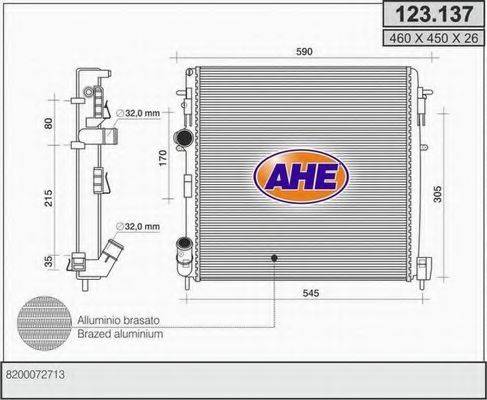 AHE 123137 Радіатор, охолодження двигуна