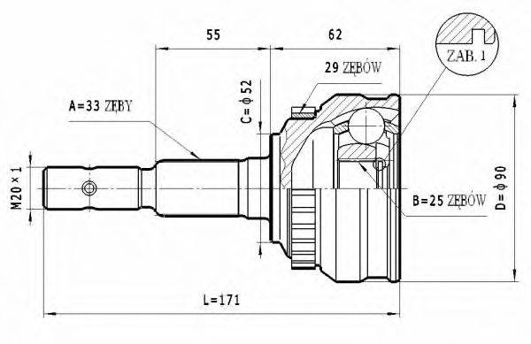 Шарнірний комплект, приводний вал STATIM C.258