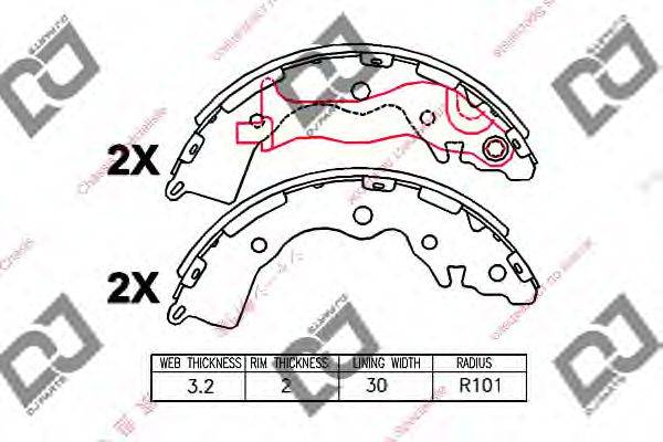 DJ PARTS BS1212 Комплект гальмівних колодок