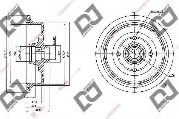 DJ PARTS BR1059 Тормозной барабан