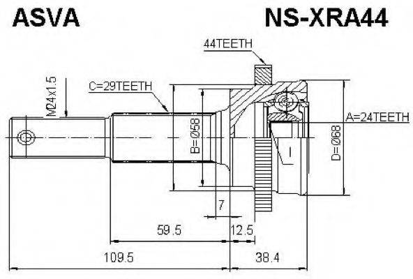 Шарнирный комплект, приводной вал ASVA NS-XRA44
