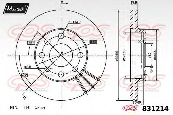 MAXTECH 8312140000 Тормозной диск