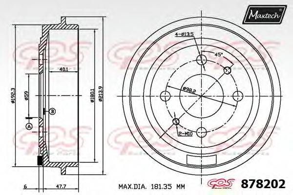 Гальмівний барабан MAXTECH 878202.0000