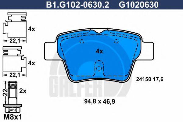 GALFER B1G10206302 Комплект гальмівних колодок, дискове гальмо