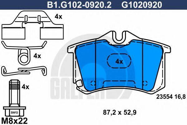 GALFER B1G10209202 Комплект гальмівних колодок, дискове гальмо