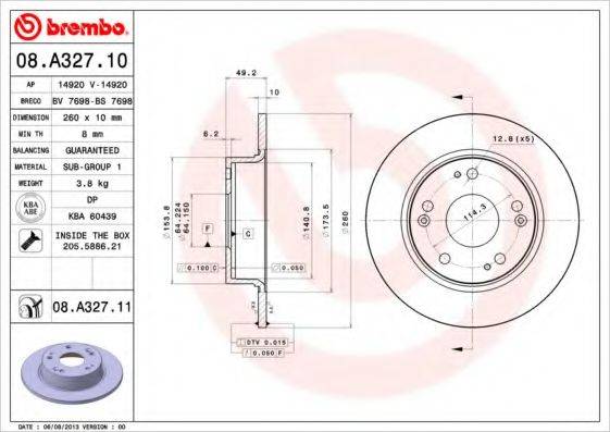 BREMBO 08A32710 Тормозной диск
