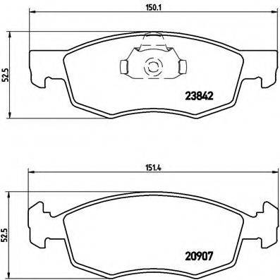 Комплект гальмівних колодок, дискове гальмо BREMBO P 23 118