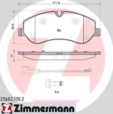 ZIMMERMANN 256021702 Комплект гальмівних колодок, дискове гальмо