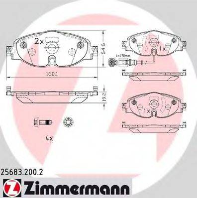Комплект гальмівних колодок, дискове гальмо ZIMMERMANN 25683.200.2