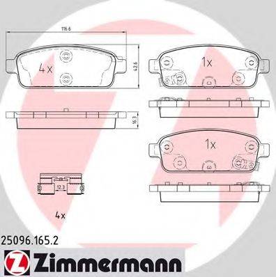 ZIMMERMANN 250961652 Комплект гальмівних колодок, дискове гальмо