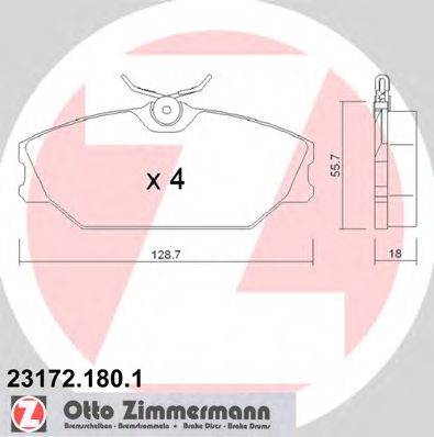 Комплект тормозных колодок, дисковый тормоз ZIMMERMANN 23172.180.1