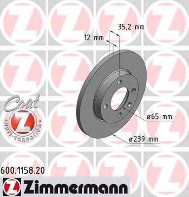 Тормозной диск ZIMMERMANN 600.1158.20