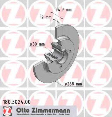 гальмівний диск ZIMMERMANN 180.3024.00