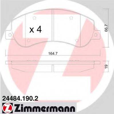 Комплект тормозных колодок, дисковый тормоз ZIMMERMANN 24484.190.2