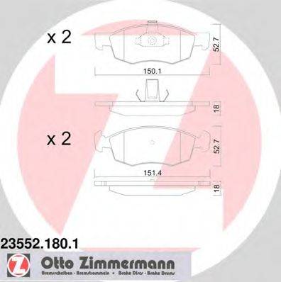 Комплект гальмівних колодок, дискове гальмо ZIMMERMANN 23552.180.1