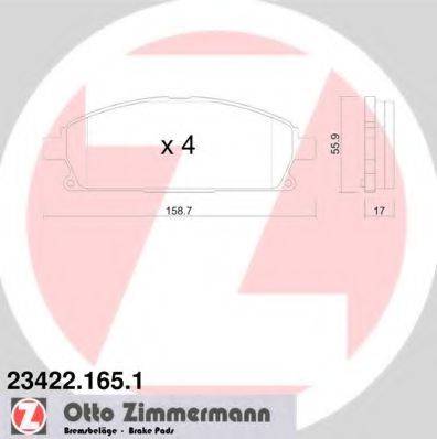 Комплект тормозных колодок, дисковый тормоз ZIMMERMANN 23422.165.1