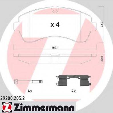 ZIMMERMANN 292002052 Комплект гальмівних колодок, дискове гальмо