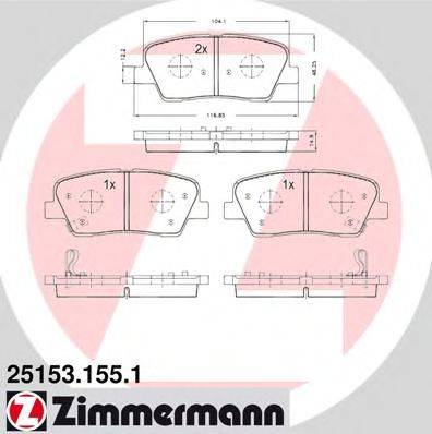 Комплект тормозных колодок, дисковый тормоз ZIMMERMANN 25153.155.1