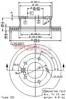 гальмівний диск METZGER 24804 E