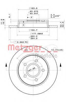 гальмівний диск METZGER 14902 V