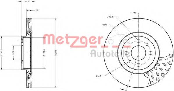 гальмівний диск METZGER 6110098