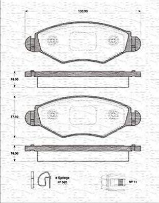 MAGNETI MARELLI 363702161204 Комплект гальмівних колодок, дискове гальмо