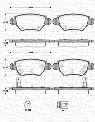 MAGNETI MARELLI 363702161261 Комплект гальмівних колодок, дискове гальмо